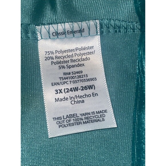 Terra & Sky Dress Womens 3X Velvet Green Midi Stretch Plus Size Holiday Classic - Picture 3 of 11